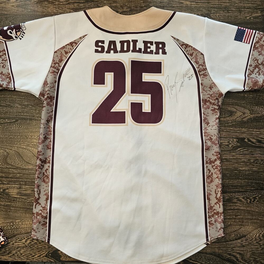 MLB MILB AAA St. T Bones Ray Sadler Auto Signed Jersey Screenprint Size XL
